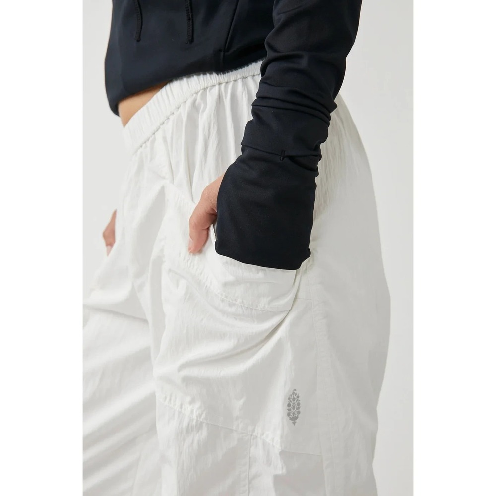 Free People Movement Off the Record Pants L Wide Leg White Utility Y2K Parachute - Picture 7 of 16